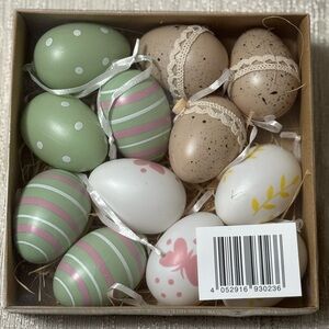 Decorative Easter Egg Ornament Set - Pastel Green, Pink, Cream, White